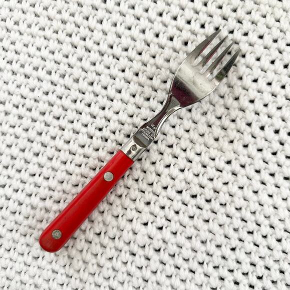 Washington Forge WF Mardi Gras Red Handle Stainless Steel Set 13 Salad Forks - Picture 3 of 5